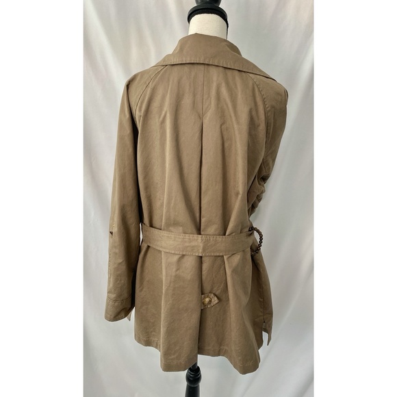 Ellen Tracy Lined and Belted Beige Over Coat/Trench - Picture 7 of 12
